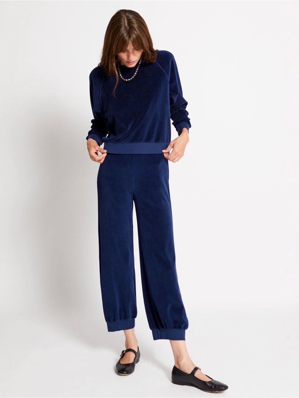 Suzi Kondi Cobalt Velour Track Pants and Sweatshirt Set
